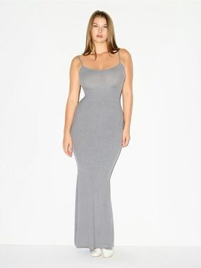 fits everybody cut out long dress skims SMOOTH LAYERS CUT OUT LONG DRESS | EGRET
